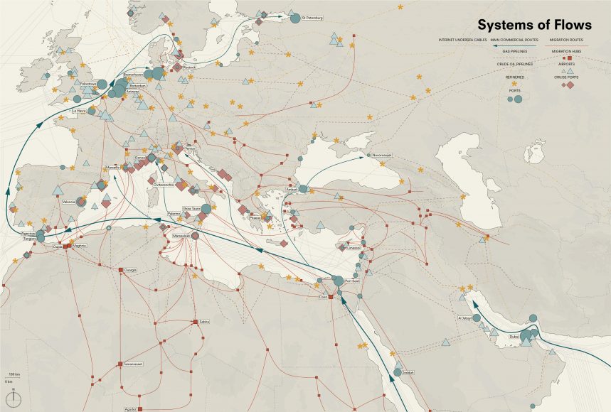 Mediterranean system of flows, Palermo Atlas © OMA for Manifesta 12
